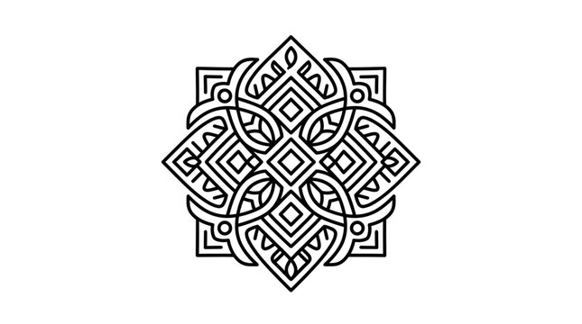 Geometric square mandala with Celtic knotwork style.
