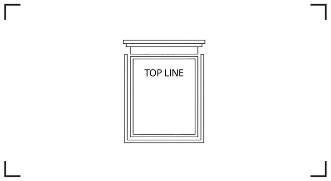 Top Line Text Box with Border and Frame, Graphic Element for Design