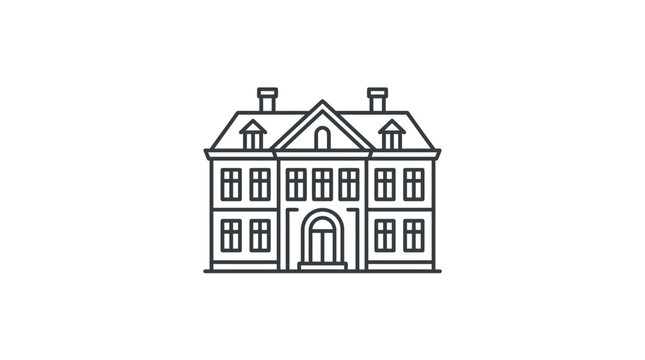 Symmetrical two-story classical manor house icon.