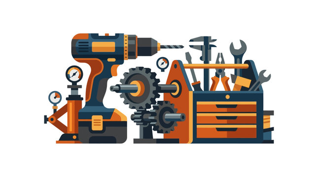 Luxury Single Flat Icon Illustration of Industrial Workshop Equipment and Mechanical 2X Professional Vector Graphic