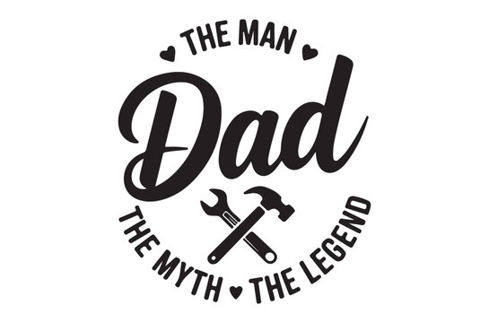 dad text design with tools on white background