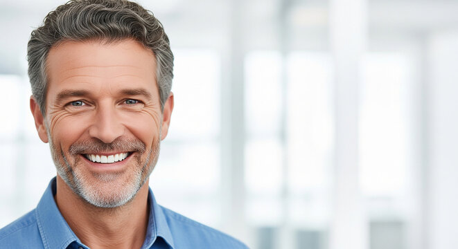 Portrait of a smiling mature businessman perfect for professional profiles corporate leadership and positive business concepts