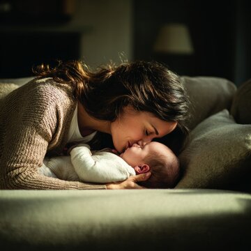 Mother and newborn share a tender moment of love and connection.