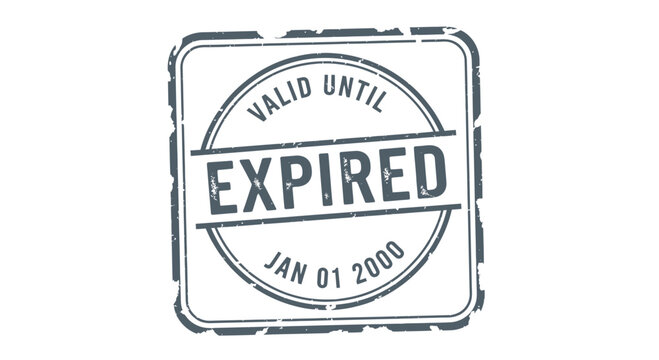 Expired Rubber Stamp Mark with Grunge Texture and Date on White Background