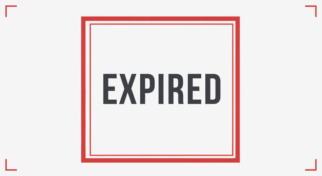 Expired Stamp Concept with Red Frame on Grey Background