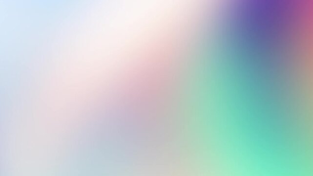 Soft light abstract gradient background with holographic color transitions. Colors: Mint and Pale Purple. Suitable for modern app interfaces, wellness videos, and tech backgrounds