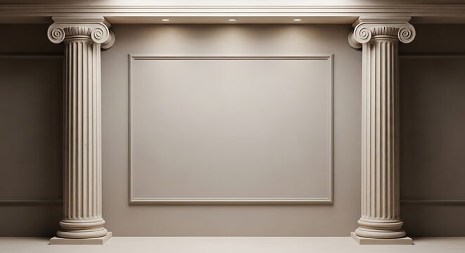 Simple classical architecture with two elegant pillars framing