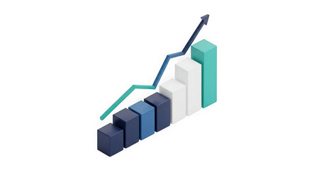 Fototapeta premium Business growth bar chart with upward arrow.