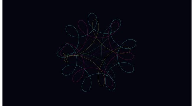 Abstract neon geometric spirograph motion animation background
