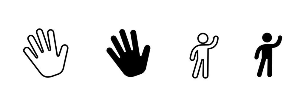 Hand symbol icon pack, welcome, hello, hi, greeting and goodbye, design in flat and isolated style
