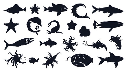 Obraz premium set of silhouettes of animals