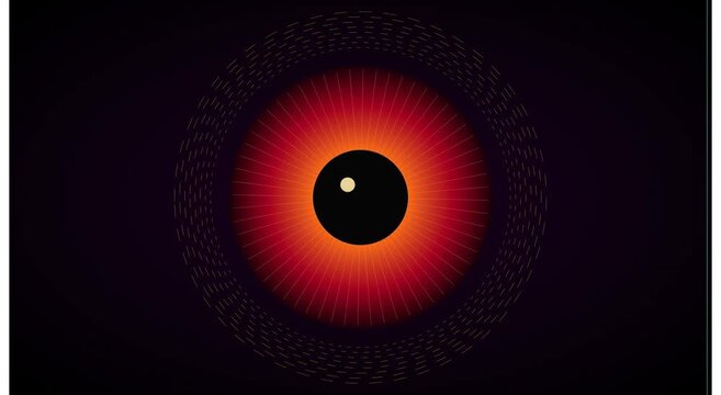 Abstract red glowing eye motion with pulsing light animation