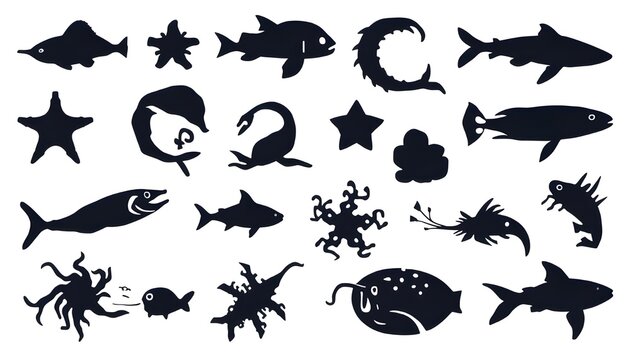 set of silhouettes of animals