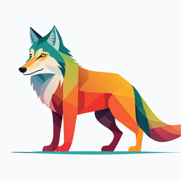 Geometric Wolf Illustration with Vibrant Colors