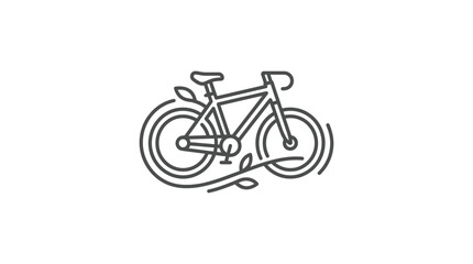 Fototapeta premium Minimalist bicycle icon decorated with ecological leaves.