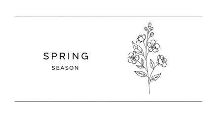 Fototapeta premium Spring Season Text with Delicate Floral Illustration