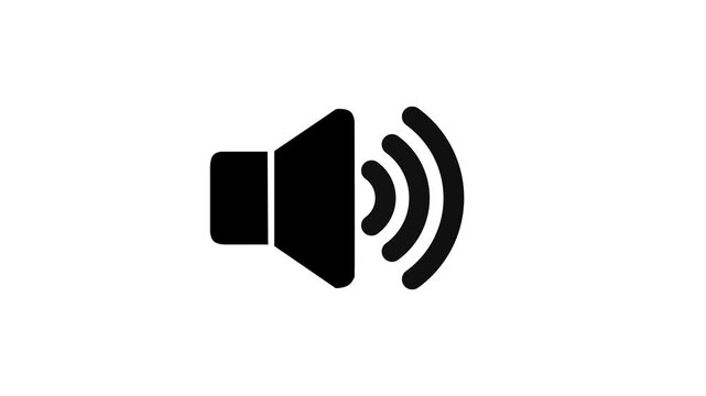 Black speaker icon on a black background with sound waves emanating from it. Making it suitable for use in presentations, tutorials, and other multimedia projects, sound voice speaker icon animation