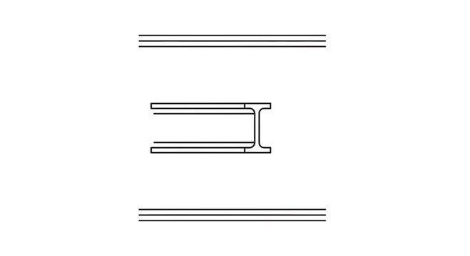 Steel I-beam profile and parallel lines, industrial construction material, engineering blueprint concept