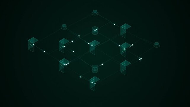 Isometric Data Network Transfer Loop Abstract Cyber Security Animation