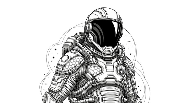 Astronaut in Space Suit Illustration.