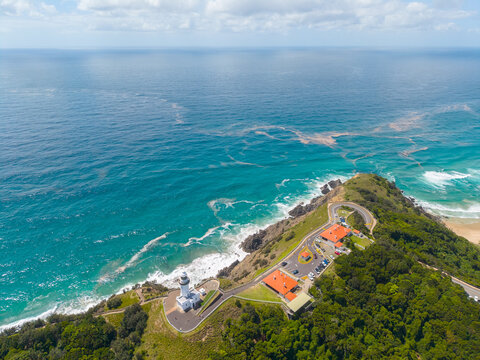 Aerial view of Byron Bay lighthouse