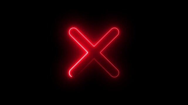 A neon red X sign glows brightly against a dark background in this captivating video.
