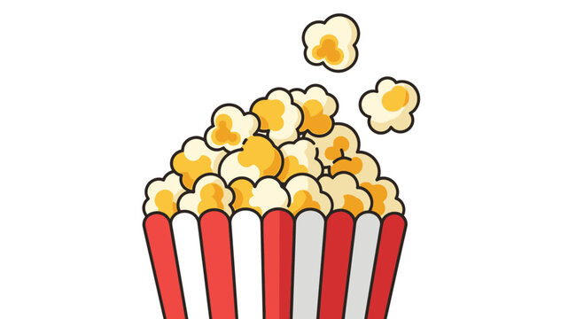 Colorful popcorn in red bucket.