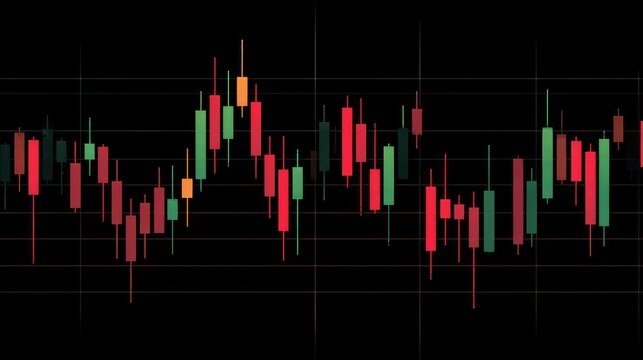 Stock market candlestick chart close-up, financial trading candle graph, investment market price fluctuation and data analysis concept