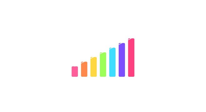 Colorful animated bar chart growth graph business animation