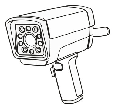 Thermal imaging camera vector line art illustration. Generative AI