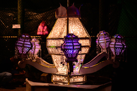 Vesak lanterns, Colorful rotating lanterns display during the Vesak festival in Sri Lanka