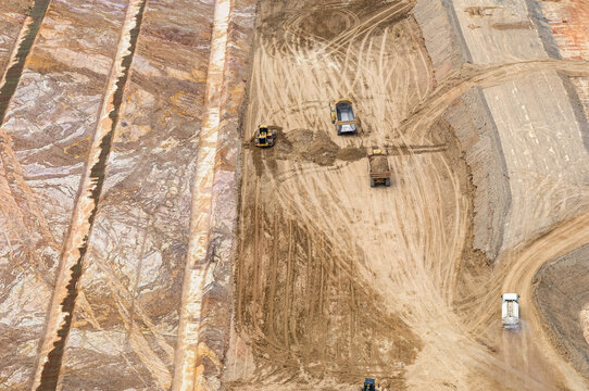Bulldozers doing earth work on industrial construction site
