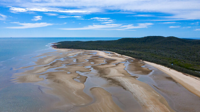 multicolour patterns at low tide on sands flats at The Point near Bird Island