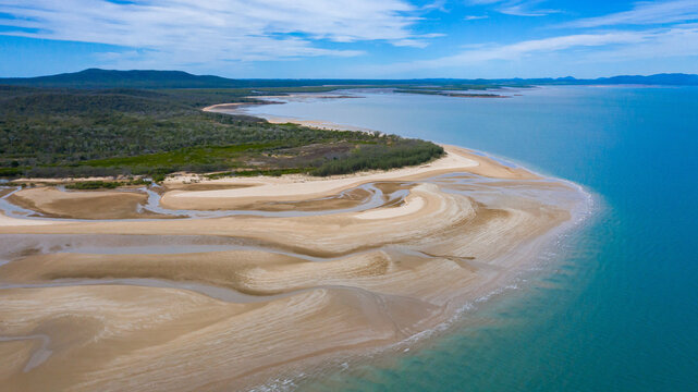 multicolour patterns at low tide on sands flats at The Point near Bird Island
