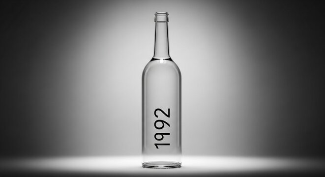 Clear glass bottle 1992 number