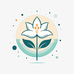 Fototapeta premium White lily flower in a circle