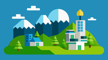 Fototapeta premium Sustainable Smart Valley Tech Park Vector