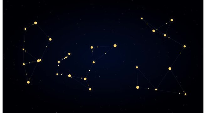 Animated constellations night sky star map motion animation