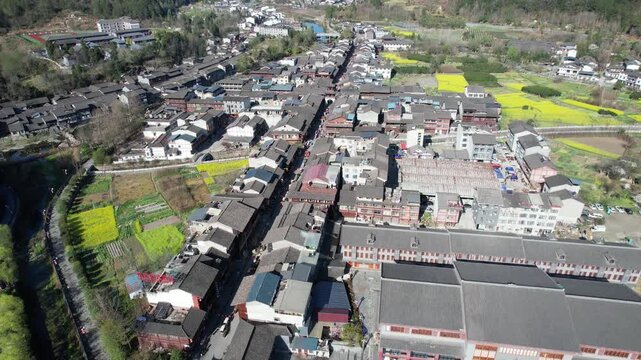 4K Aerial Video Overlooking Characteristic Ancient Towns of China