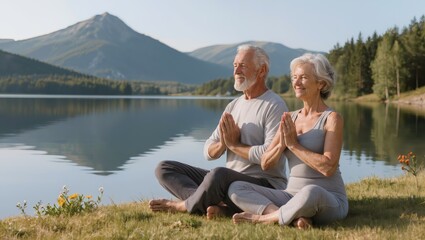 Fototapeta premium Senior Practicing Yoga