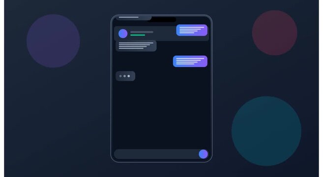 Mobile chat interface animation with gradient message animation