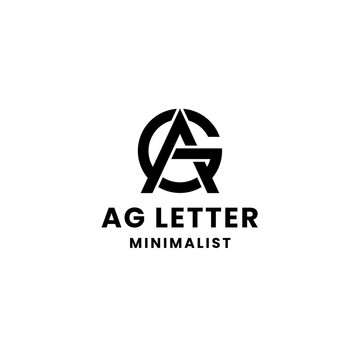 Hitam Putih Minimalis Huruf AG Logo - 1