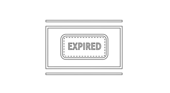 Expired Stamp Outline Icon - Deadline Passed, Invalid Date Concept