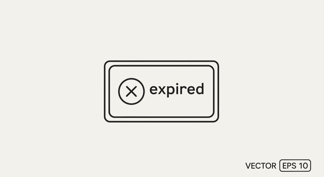 Expired status icon with cross mark, deadline passed, invalid date symbol