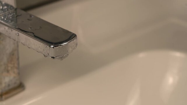 4K real footage of dripping taps and water waste for water conservation