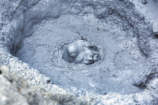 Bubbling mud pot, Hverar&ouml;nd geothermal area, also known as Hverir, Namaskard or Namafjall, Myvatn, Krafla volcano system, North Iceland, Iceland