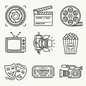 Cinema and film icons collection.