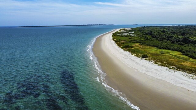 Marinho Jo&atilde;o Aerial of Cavalos island, Vieira e Poil&atilde;o National Park, Bijagos archipelago, Guinea Bissau