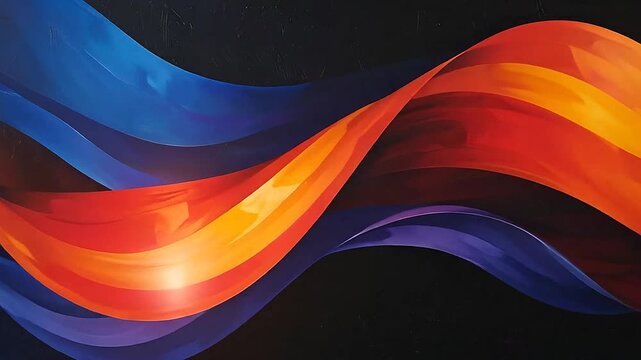 Abstract flowing waves of vibrant colors on a dark background