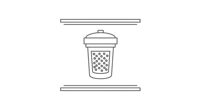 Water Filter Cartridge with Bubbles Inside, Surrounded by Two Parallel Lines